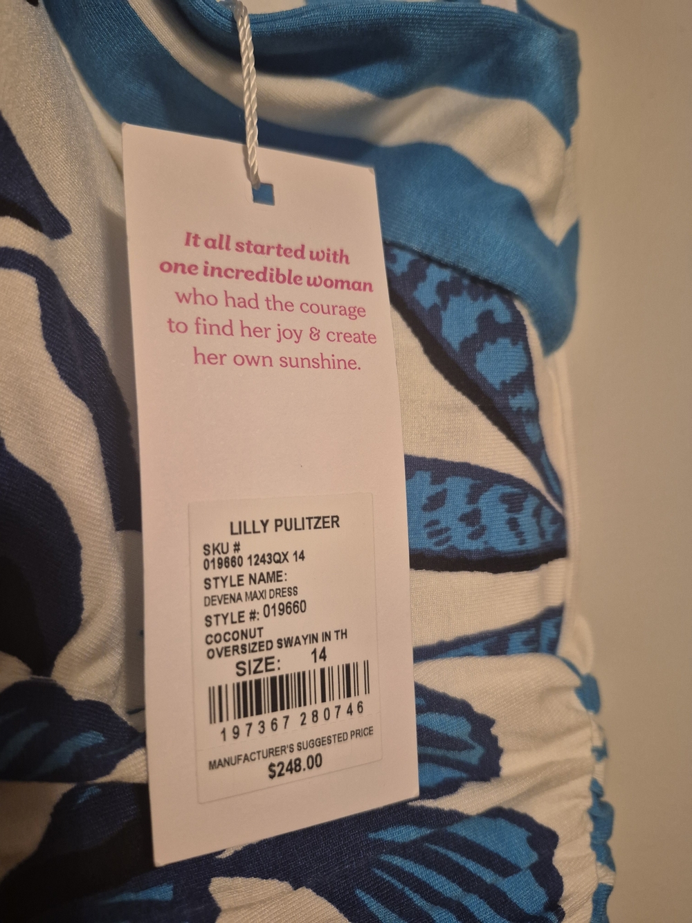Lilly Pulitzer White Maxi Dress with Blue Tropical Print - Picture 4 of 6